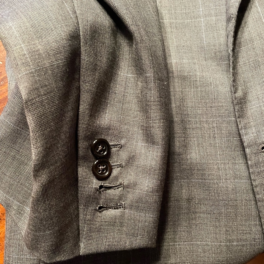Oxxford Clothes Suit- grey and blue plaid